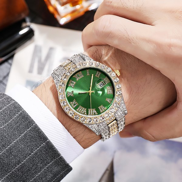 Men's And Women's Watch Steel Band Hiha Roman Scale Diamond Calendar Student Quartz Wristwatch-image