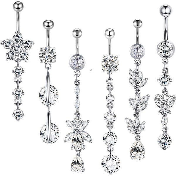 Popular navel ring suit navel ring body piercing jewelry piercing belly 6-piece set