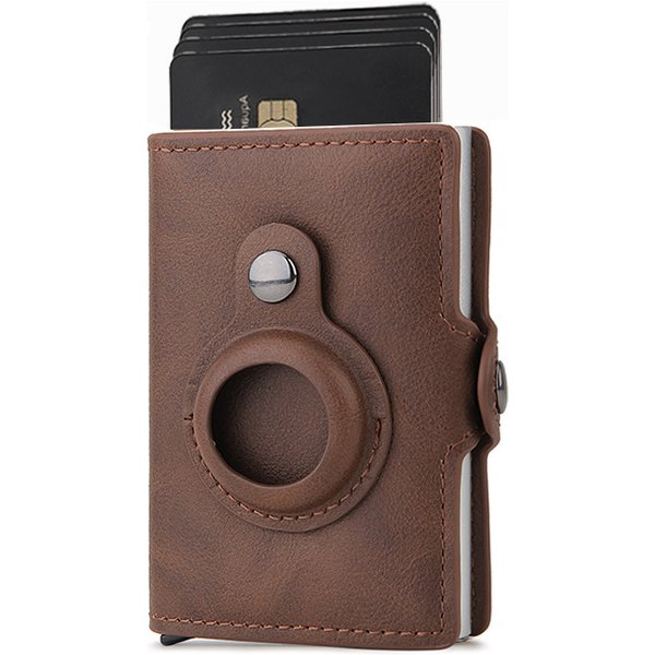 Men's Bags Airtag Tracker Card Holder Men's Wallet Rfid Anti Theft Swipe Metal Buckle Zipper-image