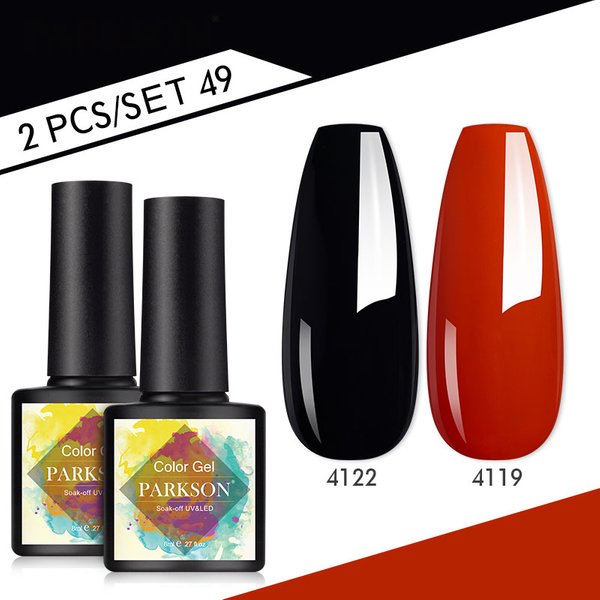 Parkson 2PCS Gel Nail Polish Set Long Lasting Led Soak Off Gel Varnish Nail Polish White Black Color Kit French Manicure Gel-image