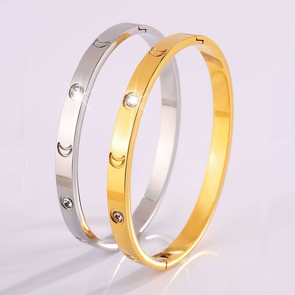 Unisex Titanium Steel Emed Moon Dia For Girls High End Fashion Leisure Exquisite Non Fading Bracelet-image