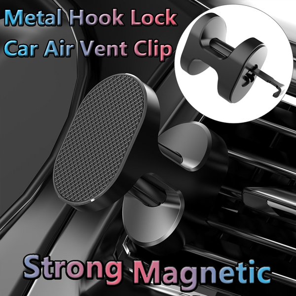 Universal Magnetic Car Phone Holder Metal Hook Lock Car Air Vent Clip Type Magnetic Phone Holder-image