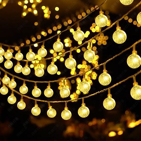 Starry & Bubble Led String Lights – Waterproof Outdoor Fairy Lights With 8 Lighting Modes, Battery/Usb/Solar Powered-image