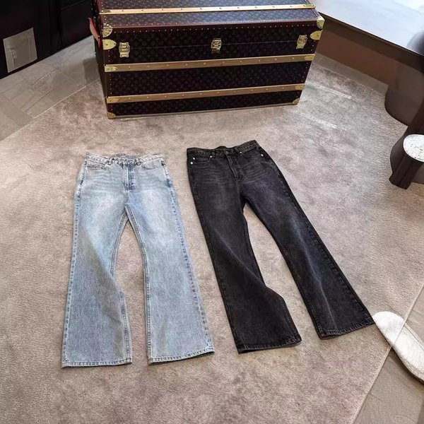 Men's Clothing New Paris Bootcut Ice Blue Black Gray Natural Washed Flared Trousers Jeans-image