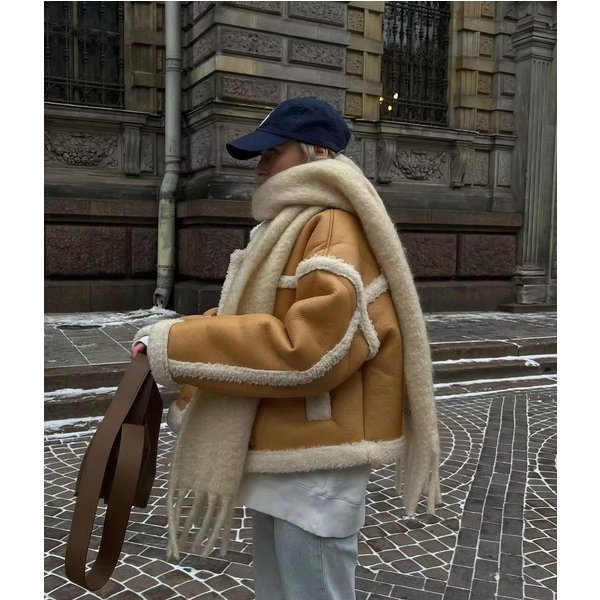 Women's Clothing leather jacket autumn and winter new loose street hot girl motorcycle jacket