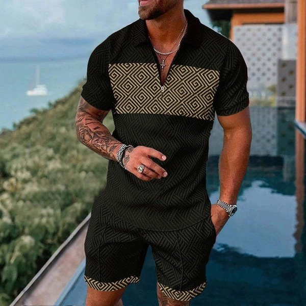 Men's Polo Shirt Short-Sleeved Shorts Two-Piece Sports And Leisure Men's Suit-image