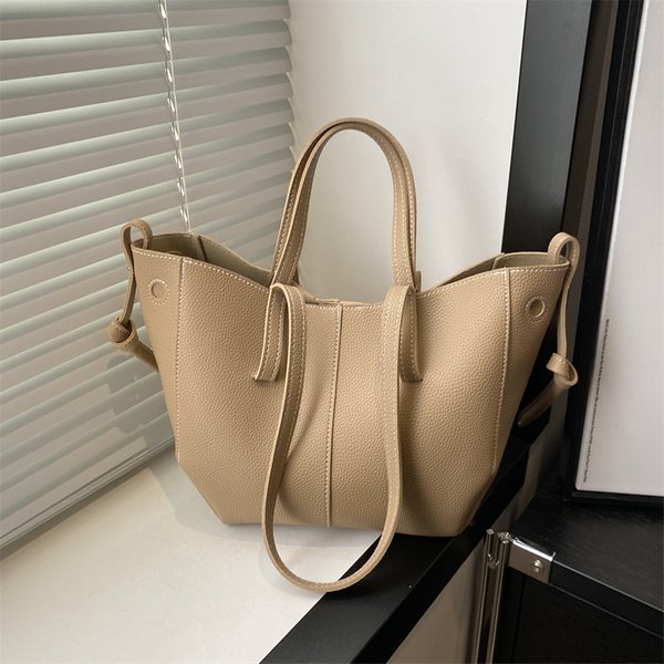Women's Bags Trendy Lychee Pattern Tote Bag For Women Texture Large Capacity Commuting Shoulder Messenger Bag