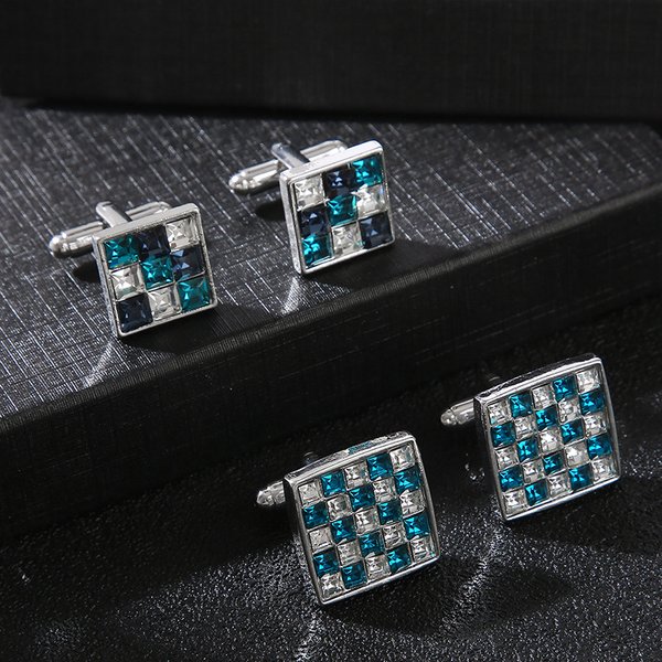 New Square Color Diamond Zircon Cufflinks Fashion Men's Shirt French Cufflinks-image