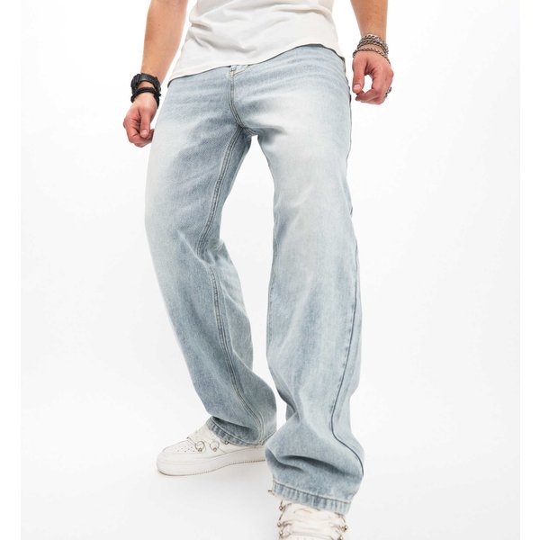 Men's Clothing Trendy High Street Jeans Loose Wide Leg Straight Pants-image