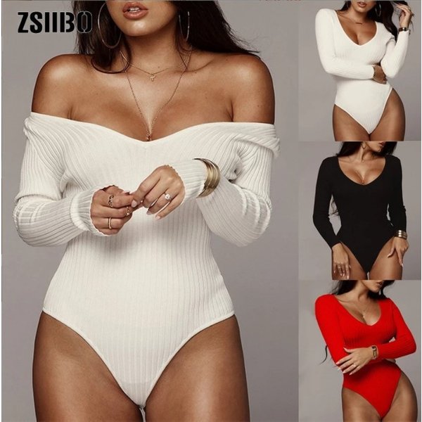 Women's Clothing V-Neck Long-Sleeved Pit Strip Jumpsuit Casual Tight Autumn And Winter-image