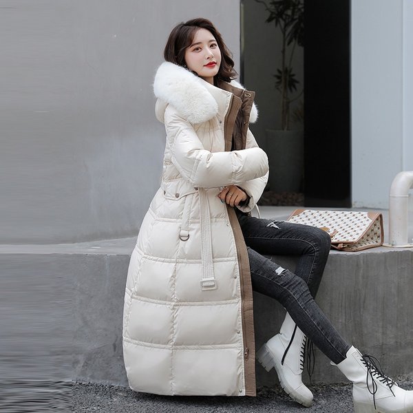 Women's Clothing new large fur collar long slim fit winter coats cotton jacket for women