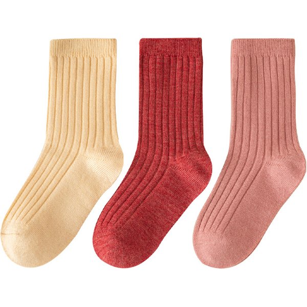 Kids'socks Children's Double Needle Wool Socks Autumn And Winter Solid Color Children's Socks Boys And Girls Baby Wool-image