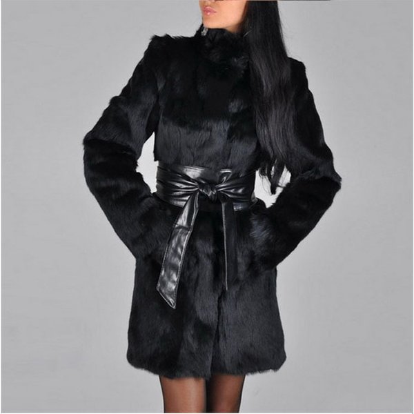 Women's Clothing Fur Mink Coat Fox Fur Coat Mid-Length Fur Belt