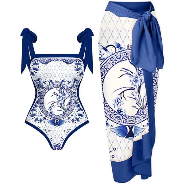 Women's Clothing Swimwear Conservative One Piece Bikini Swimsuit Set Women Wholesale Mesh Cover Up-image