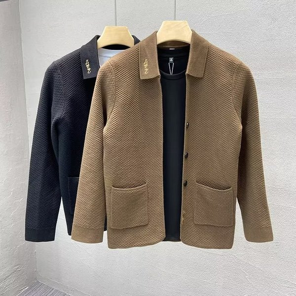 Men's Fashionable Trendy Casual Knit Cardigan Autumn Collar Sweater Versatile Outerwear 2027 New Style