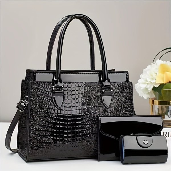 Sacs Pour Femmes Sac à Main Sac En Cuir Brillant Motif Crocodile Sac MèRe Et Enfant Texture Cuir Pu Commerce ExtéRieur Taizhou Sac Pour Femme-image