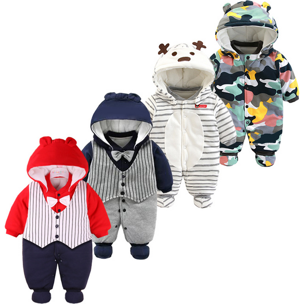 Children's thickened baby padded jacket baby onesie newborn onesie go out climbing suit