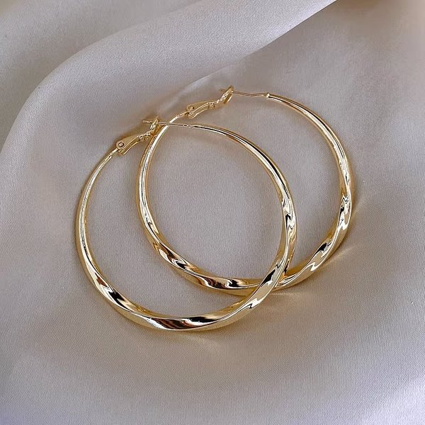 Large Hoop Earrings For Women 2023 New Style Niche Design Temperament Light Luxury Circle Plain Hoop Earrings-image