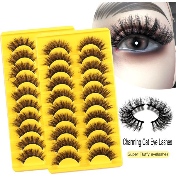 Lash extension set 10 pairs of cat eye false eyelashes 3D messy Curl Eyelashes High mink hair false eyelashes