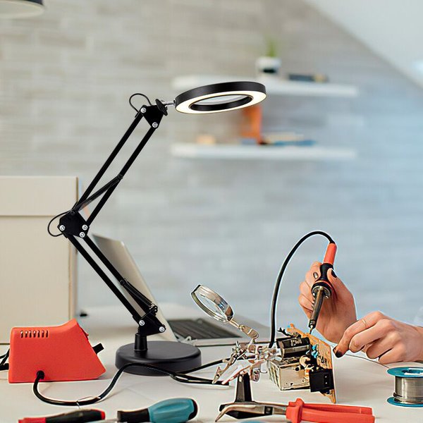 Usb 5X Magnifying Glass Desk Lamp Magnifier 64 Led Reading Lamp 3 Colors Dimming For Welding/Beauty-image