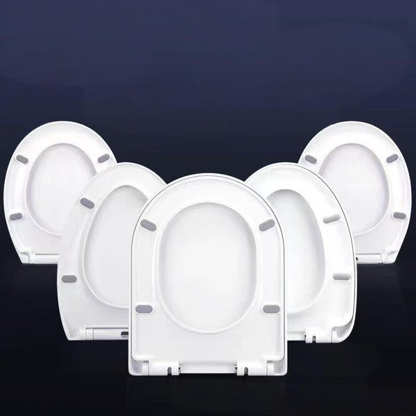 Heavy-Duty Uf Resin Toilet Seat Cover - Universal Square Slow-Close Commode Lid With Rustproof Hinges Thick Bathroom Toilet Seat-image