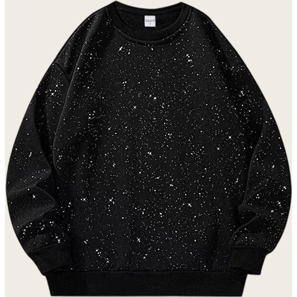 Men's Clothing Unisex Cotton Blend Hoodie With Starry Print - Relaxed Fit, Long Sleeve, Casual Streetwear For Men & Women