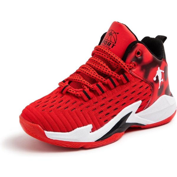 Kids' High-Top Basketball Shoes - Breathable Mesh Sports Sneakers For Boys (Ages 6-12)-image
