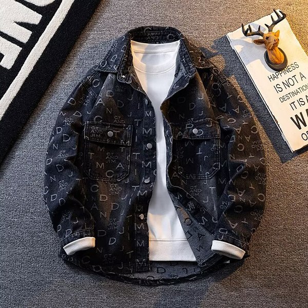 Cowboy Jacket, Spring Autumn Trendy Brand, Cool And Stylish, With A Collared Shirt, Men's Loose Casual Workwear Jacket-image