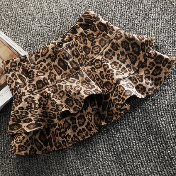 Women's Clothing Leopard Print Puffy Skirt Spring New Style Fashion Slim Short High Waist Hip Skirt-image