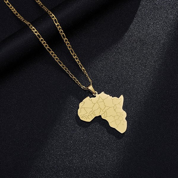 Accessories Map Pendant Necklace For Men And Women, Stainless Steel Geometric Pendant Jewelry