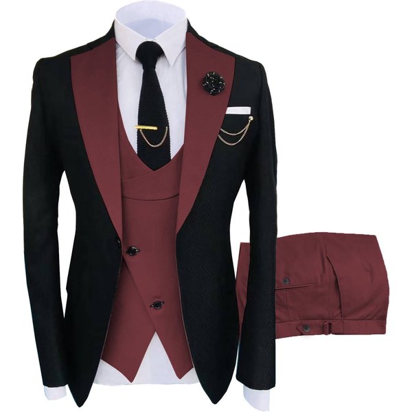 3Pcs Men's Suit Slim Fit Business Banquet Hosting Outfit Groomsman's Suit Wedding Dress-image