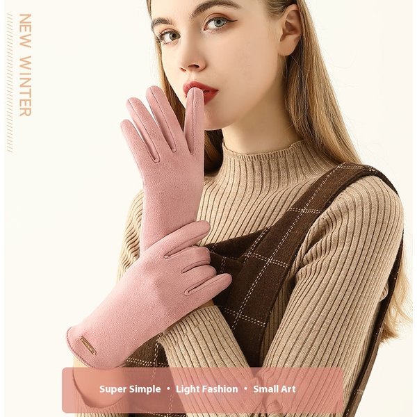 Autumn And Winter Warm Gloves For Women's Outdoor Windproof Cycling And Cold Proof Velvet Flip Finger Touch Screen Gloves-image