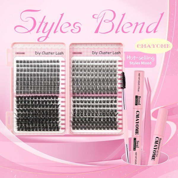 Cross border hot selling DIY large capacity eyelash book with natural fluffy feeling 392 clusters of D curved segmented false eyelashes set