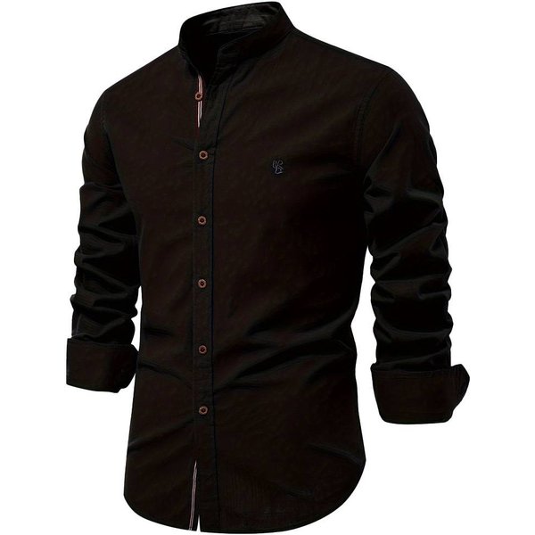 2025 Fashion Men's Lapel Embroidery Single-Breasted Long Sleeve Cotton Linen Shirts XS-2XL