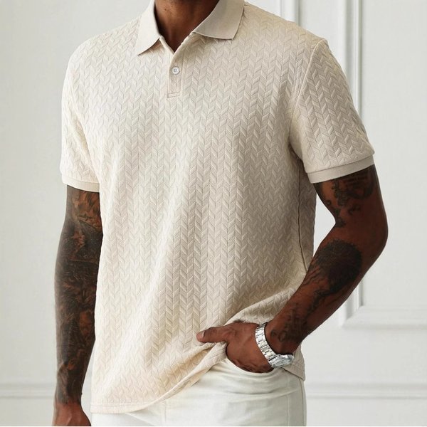 Men's Clothing Men's Solid Color Lapel Front Button Short Sleeved Shirt Casual Daily-image