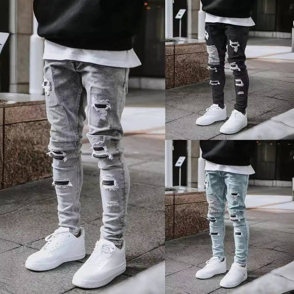 Men's Clothing Men's Worn Out Stretch Jeans Skinny Jeans Men's Jeans
