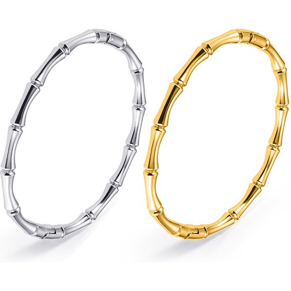 Simple And Elegant Style Gold Bamboo Titanium Steel Plain Bracelet Ins Net Red Same Style Solid Stainless Steel Hand Jewelry Wholesale-image