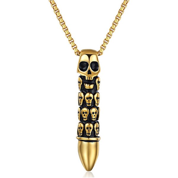 Skull Stainless Steel Pendant Necklace Men's Classic Fashion Charm Collar Necklace Hip-Hop Rapper Gothic Jewelry For Boyfriend-image