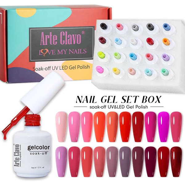 Arte Clavo 8ml Gel Nail Polish Set Kit Pink Glitter Popular Spring 24 Colors Semi Permanent UV Led Gel Varnish Soak Off Nail