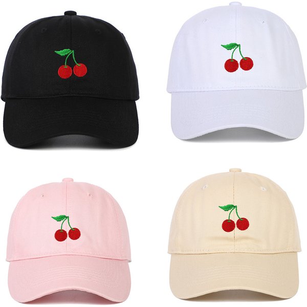 Baseball Soft Top Hat Men And Women New Cherry Embroidered Duckbill Hat Outdoor Travel Sun Protection Hat-image