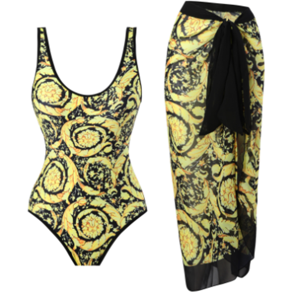 Fleece One Piece Women's Swimwear French Covering Belly Slim Swimwear Chiffon Beach Skirt-image