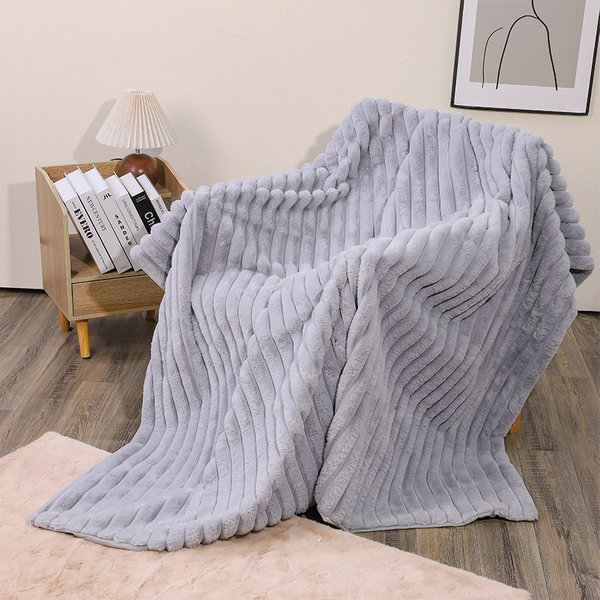Double Layer Thick Warm Blanket Office Rabbit Fur Nap Blanket Home Sofa Cover Plush Blanket-image