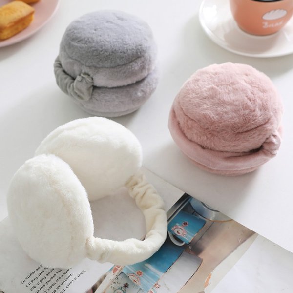 Folding Hamburger Earmuffs Men's And Women's Solid Color Earmuffs Winter Cold-Proof Anti-Freezing Plush Earmuffs Retractable Earmuffs Warm-image