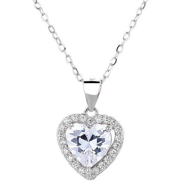 Women's Jewelry S925 Sterling Silver Necklace Ladies Pendant The Heart Shaped Clavicle Chain Birthday Gift Crystal Neck Chain Accessories-image