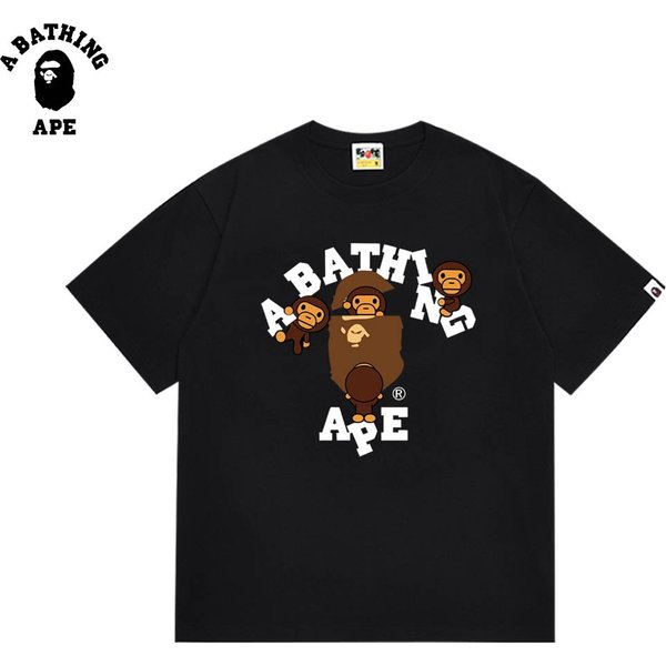 A BATHING APE BAPE-Cartoon Baby MILO Ape Head Letter Printed Cotton Short Sleeve