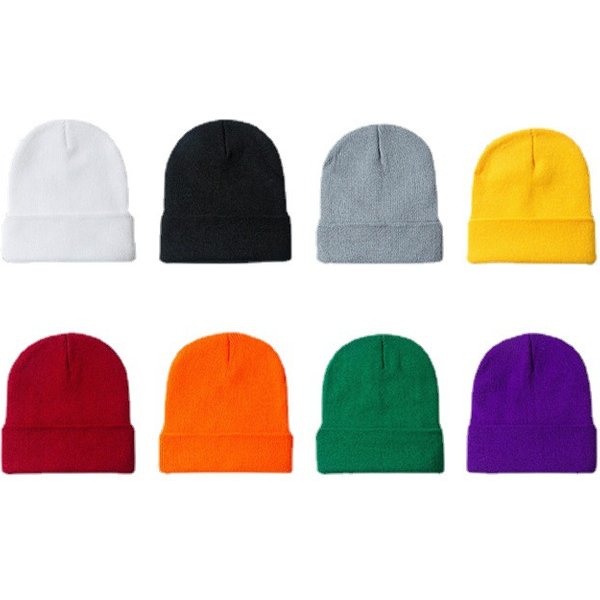 Unisex Solid Color Light Plate Knitted Hat Women's Fashion Pullover Hat Warm Woolen Hat Cold Hat Men-image