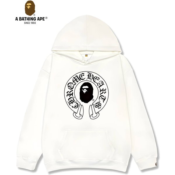 A Bathing Ape Bape-Bape&Chrome Hearts Co Branded Ape Head Pattern Creative Letter Logo Printed Casual Fashion Hoodie Unisex-image