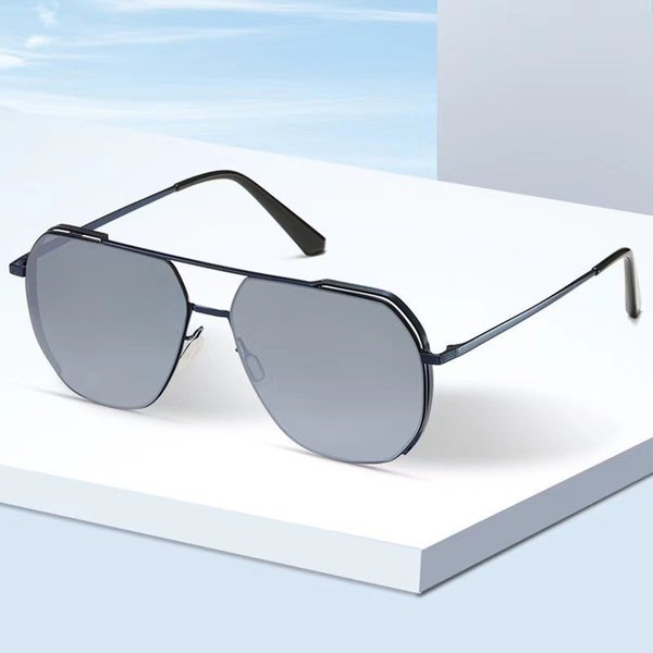 European And American Fashion Full Frame Large Frame Sunglasses One-Piece Double Beam Driving Sunglasses Anti-Ultraviolet Cross-Border Wholesale-image