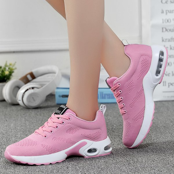Large Size Women's Shoes Student Air Cushion Casual Running Shoes Flying Woven Sports Shoes For Women-image