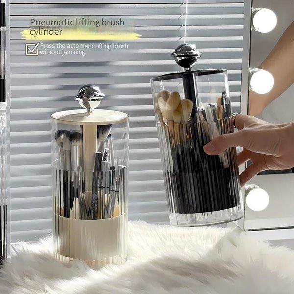 Makeup Tools & Accessories Automatic Lifting And Pressing Makeup Brush Storage Tube Dressing Table Desktop Cosmetic Storage Box Eyebrow Pencil Brush-image